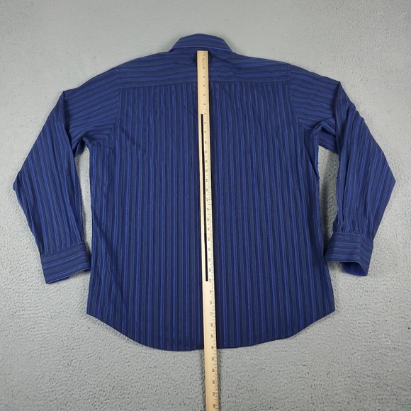 Bugatchi Blue Striped Casual Mens Long Sleeve Button Up Shirt Large - Picture 3 of 7